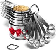 🥄 professional stainless steel measuring cups and spoons set - 16 piece kit for liquid and dry ingredients - portable and sturdy metal set with nesting cups and stackable spoons logo