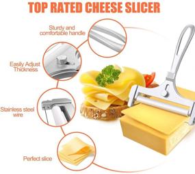 img 3 attached to 🧀 Adjustable Stainless Steel Wire Cheese Slicer and Cheese Plane Tool - Ideal for Soft, Semi-Hard, and Hard Cheeses in Kitchen Cooking - Grey