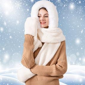 img 1 attached to Winter Siamese Hoodie Gloves Pocket Women's Accessories