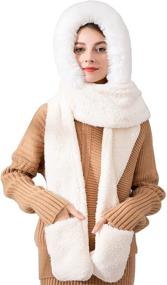 img 4 attached to Winter Siamese Hoodie Gloves Pocket Women's Accessories