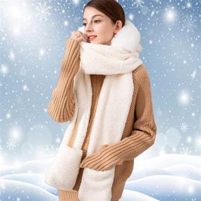 img 2 attached to Winter Siamese Hoodie Gloves Pocket Women's Accessories