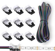 🔌 ehoduolo 10pack rgb led strip connector 4 pin, waterproof ip65 strip to wire rgb connector for 10mm 5050 led strip lights, with 16.4ft wire extension cable logo