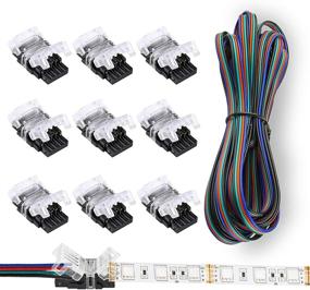 img 4 attached to 🔌 Ehoduolo 10Pack RGB LED Strip Connector 4 Pin, Waterproof IP65 Strip to Wire RGB Connector for 10mm 5050 LED Strip Lights, with 16.4FT Wire Extension Cable