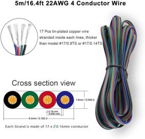 img 3 attached to 🔌 Ehoduolo 10Pack RGB LED Strip Connector 4 Pin, Waterproof IP65 Strip to Wire RGB Connector for 10mm 5050 LED Strip Lights, with 16.4FT Wire Extension Cable