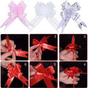 img 1 attached to 🎁 Premium Mixed Color Ribbon Bows - 24 Big Bows for Gift Baskets & Wrapping Presents - Large 50mm Pull Bows for Christmas Flower Packs - Pink & White Organza Pulled Bow