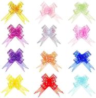 🎁 premium mixed color ribbon bows - 24 big bows for gift baskets & wrapping presents - large 50mm pull bows for christmas flower packs - pink & white organza pulled bow logo