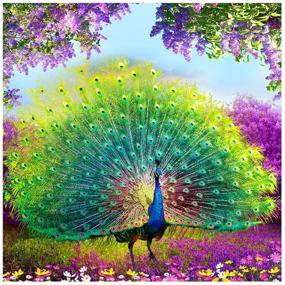 img 4 attached to 🦚 5D Full Drill Diamond Painting Kit: DIY Rhinestone Cross Stitch Embroidery, Peacock Wall Decor 12x12 inch