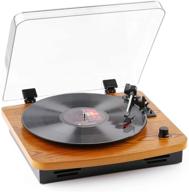 🎵 платеж wood turntable 3 скорость ретро и модерн ди-джея винила лп-пластинок игрок с встроенными стерео-колонками и преобразователем винила в mp3 (модель t202рк) логотип