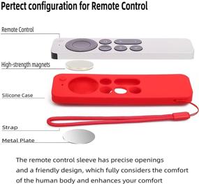 img 3 attached to Силиконовый чехол для пульта Apple TV 4K второго поколения 2021 года Siri Remote, противоскользящий, прочный силиконовый чехол, магнитный защитный чехол, ударопрочный чехол для пульта (темно-серый)