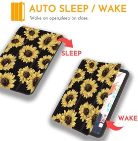 img 2 attached to 🌻 Hepix iPad Pro 11 Inch Case - Sunflower 2020 2018 with Pencil Holder, Flower Full-Body Trifold Slim Stand Hard Protective Cover - Shockproof Case with Auto Sleep Wake for A2228 A2231 A2068 A2230