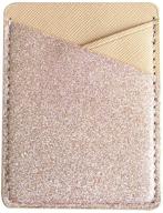 lenaup beige bling bling pu leather stick-on cell phone wallet | sparkly cell phone card holder pocket for credit card, business card, id, and keys logo