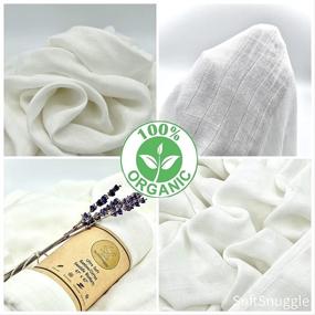 img 2 attached to 🌿 Silky Soft Muslin Swaddle Blanket: 100% Dye Free Organic Bamboo/Cotton Blend Baby Wrap for Infants, Boys & Girls – Unisex Gender Neutral Receiving Blanket, 47x47 inches in Soft White