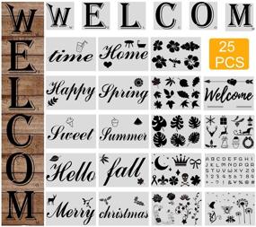 img 4 attached to 🖌️ BUSOHA 25 PCS Welcome Stencil: Reusable Seasonal Stencils for Wood Painting, Front Door Decor & More