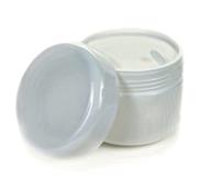 vivaplex 2 oz cosmetic jars: 💄 24 white containers with liners and dome lids logo