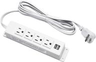 💡 wall-mounted power strip with 2 usb ports and 4 ac outlets, 6.56 ft extension cord, flat plug mountable power strip outlet logo