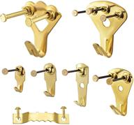 🖼️ professional picture hanging hooks - 145 piece kit | holds 10-100 lbs | heavy duty photo frame hanger set with sawtooth hooks and nails | wall mounting for golden finish logo