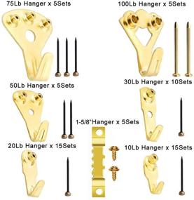 img 3 attached to 🖼️ Professional Picture Hanging Hooks - 145 Piece Kit | Holds 10-100 lbs | Heavy Duty Photo Frame Hanger Set with Sawtooth Hooks and Nails | Wall Mounting for Golden Finish