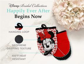 img 2 attached to 🧤 Неопреновые мини-рукавички для духовки Disney Kitchen, 2 шт - Термоустойчивые перчатки для работы с горячей посудой - Противоскользящее покрытие, петля для подвешивания - Дизайн с ленточками Minnie и точками Mickey - 5,5 х 7 дюймов