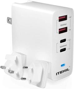 img 4 attached to 🔌 100W 4-Port Fast PD Charger with Foldable Plug - USB C Wall Charger for iPhone 12/12 Pro Max, AirPods Max, iPad, MacBook, Samsung & More (Cable Not Included)