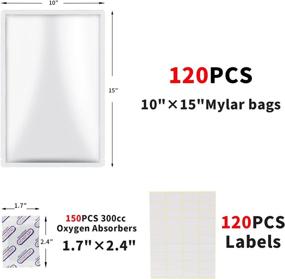 img 3 attached to 🥫 OUOUPS 120 Pcks 1-Gallon Mylar Bags for Food Storage (8.6 Mil, 15x10) + 150 Packs 300cc Oxygen Absorbers - Ideal for Dried, Dehydrated, and Long-Term Food Storage