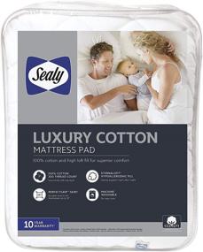 img 4 attached to 🛏️ Sealy Luxury Queen Size White Cotton Fitted Mattress Pad: High-Quality Comfort-enhancing Bedding