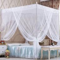 👑 nattey 4 corners princess bed curtain canopy: perfect bedroom decoration for girls, boys, and adults - full, white logo