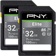 💾 pny 32gb elite class 10 u1 v10 sdhc flash memory card 2-pack: reliable storage at speed logo