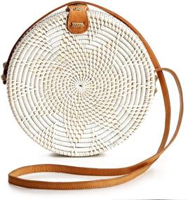 img 4 attached to 👜 Stylish Rattan Bags: Exquisite Women's Handmade Top-Handle Handbag & Wallet Set
