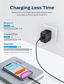 img 3 attached to 🔌 iClever Dual Port USB Wall Charger for iPhone iPad - 24W Travel Tablet Phone Charger with SmartID for iPhone11/Pro/XR/8/7/6/Plus, iPad Pro/Air 2/Mini 3/Mini 4, and More