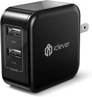 🔌 iclever dual port usb wall charger for iphone ipad - 24w travel tablet phone charger with smartid for iphone11/pro/xr/8/7/6/plus, ipad pro/air 2/mini 3/mini 4, and more logo