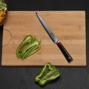 img 1 attached to 🔪 Introducing the TUO 6-inch Utility Knife: Premium Japanese AUS-10 HC Stainless Steel Blade for Effortless Multi-Purpose Kitchen Tasks - Slicing, Peeling, and More! Dishwasher Safe G10 Handle & Stunning Damascus Design- RING-DM Series