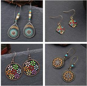 img 3 attached to 💎 NEPAK Vintage Bohemian Drop Dangle Earrings Set: Stylish Boho Jewelry for Women & Girls - 10 Pairs, Perfect Fashion Gifts