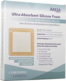 img 4 attached to 🩹 Areza Medical Ultra-Absorbent Silicone Foam Dressing - Waterproof 6" X 6" - 5 Per Box