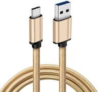 🔌 cbus 6ft heavy-duty braided fast charging usb-c to usb-a cable - compatible with ipad air (2020), ipad pro (2018/2020/2021), samsung galaxy tab s7 fe and more - beige gold logo