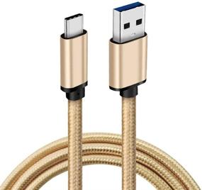 img 4 attached to 🔌 CBUS 6ft Heavy-Duty Braided Fast Charging USB-C to USB-A Cable - Compatible with iPad Air (2020), iPad Pro (2018/2020/2021), Samsung Galaxy Tab S7 FE and More - Beige Gold