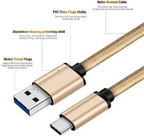 img 1 attached to 🔌 CBUS 6ft Heavy-Duty Braided Fast Charging USB-C to USB-A Cable - Compatible with iPad Air (2020), iPad Pro (2018/2020/2021), Samsung Galaxy Tab S7 FE and More - Beige Gold