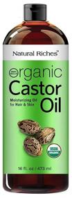 img 4 attached to Natural Riches Organic Castor Oil: USDA Certified Cold Pressed Oil for Dry Skin, Hair Loss, Dandruff, and Thicker Hair Growth - Moisturizes and Heals Scalp, Skin, Hair. Enhances Eyelashes & Eyebrows -16 fl. oz.