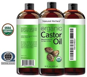 img 3 attached to Natural Riches Organic Castor Oil: USDA Certified Cold Pressed Oil for Dry Skin, Hair Loss, Dandruff, and Thicker Hair Growth - Moisturizes and Heals Scalp, Skin, Hair. Enhances Eyelashes & Eyebrows -16 fl. oz.
