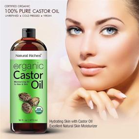 img 1 attached to Natural Riches Organic Castor Oil: USDA Certified Cold Pressed Oil for Dry Skin, Hair Loss, Dandruff, and Thicker Hair Growth - Moisturizes and Heals Scalp, Skin, Hair. Enhances Eyelashes & Eyebrows -16 fl. oz.