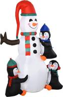 🎅 homcom 6ft christmas inflatable snowman penguins yard decoration, outdoor blow-up display with led lights logo