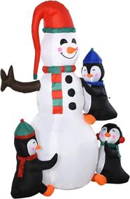 img 4 attached to 🎅 HOMCOM 6ft Christmas Inflatable Snowman Penguins Yard Decoration, Outdoor Blow-Up Display with LED Lights