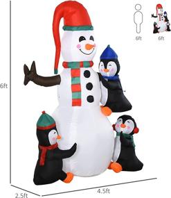 img 2 attached to 🎅 HOMCOM 6ft Christmas Inflatable Snowman Penguins Yard Decoration, Outdoor Blow-Up Display with LED Lights