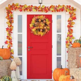 img 3 attached to 🍂 20inch Rocinha Fall Wreath - Perfect Autumn, Halloween, and Thanksgiving Day Decor for Front Door Outside