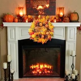 img 2 attached to 🍂 20inch Rocinha Fall Wreath - Perfect Autumn, Halloween, and Thanksgiving Day Decor for Front Door Outside