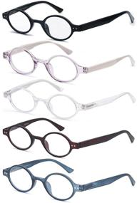 img 2 attached to Multiple Pack Spring Hinge Round Reading Glasses for Men and Women - HEEYYOK Readers