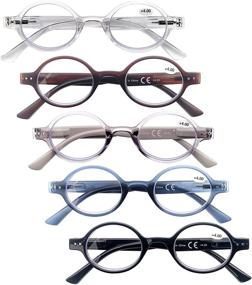 img 3 attached to Multiple Pack Spring Hinge Round Reading Glasses for Men and Women - HEEYYOK Readers