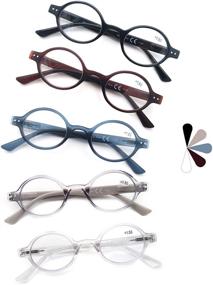 img 4 attached to Multiple Pack Spring Hinge Round Reading Glasses for Men and Women - HEEYYOK Readers