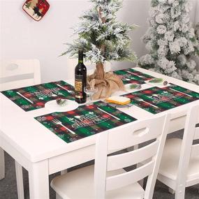 img 4 attached to Add Festive Charm to Your 🎄 Dining with UArtlines Christmas Placemats Checkered Decoration