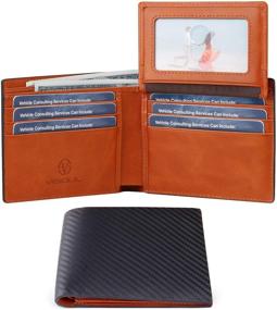 img 3 attached to 🧲 Bifold Carbon Leather RFID Blocking Men's Wallet with Card Cases & Money Organizers