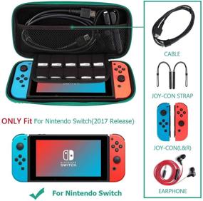 img 1 attached to 🎮 Nintendo Switch Carrying Case - Hard Shell Travel Cover for Leaf Crossing NS Console and Accessories | Slim Protective Portable Storage Bag with 10 Game Card Slots for Girls and Boys